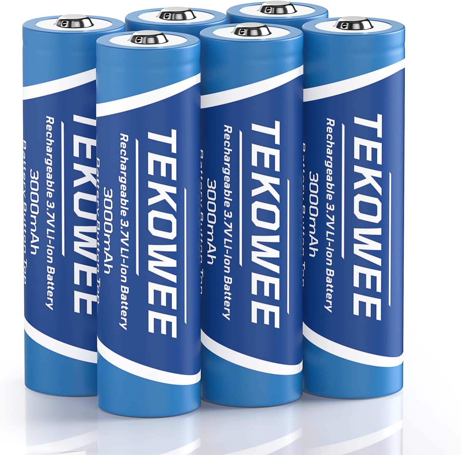 3.7V 3000mAh Rechargeable Battery Button-top, 3.7 Volt Batteries Long Lasting for Small Fan, Camera, Headlamp, Flashlights [6 Pack]