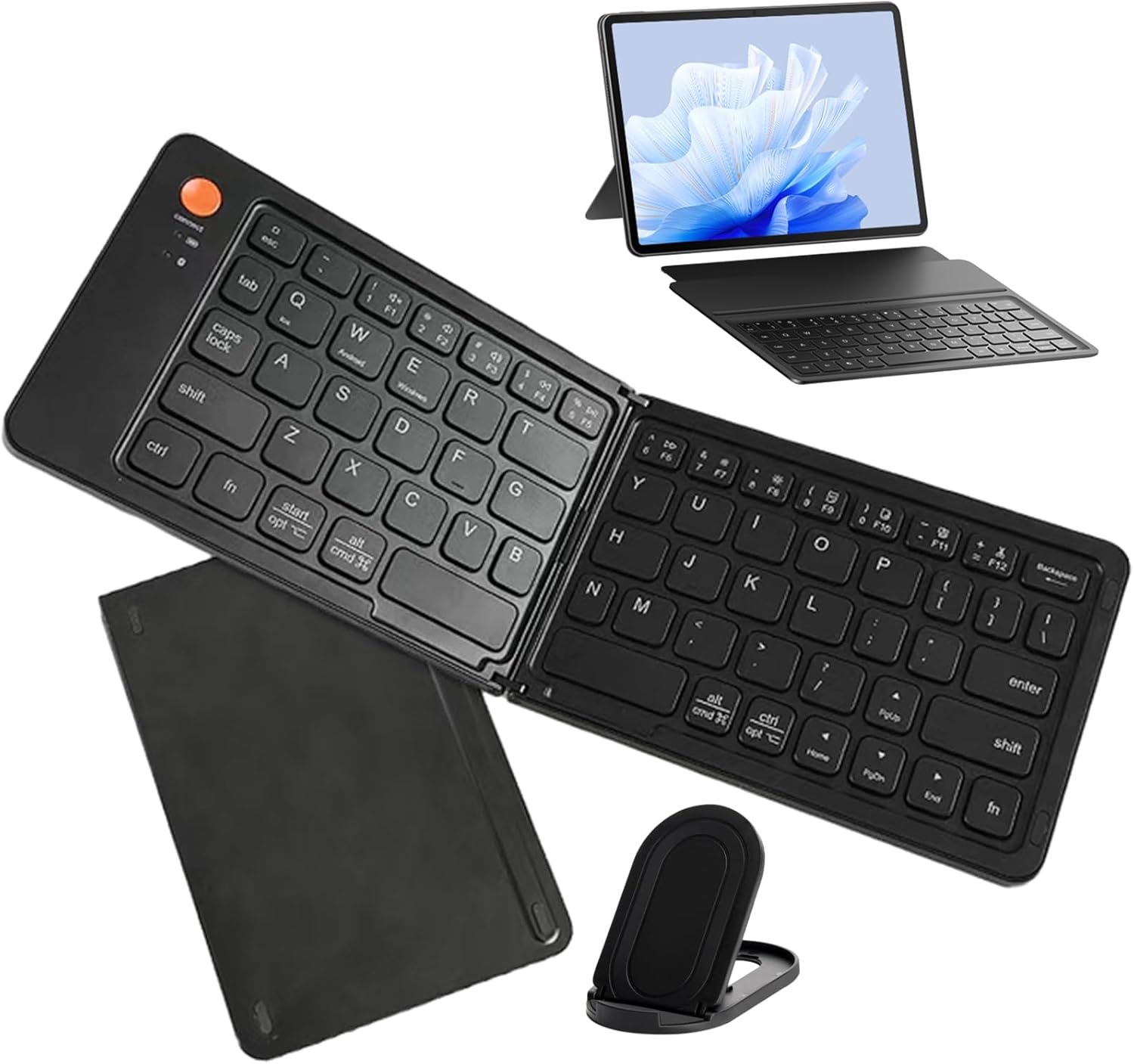Foldable Wireless Keyboard - Foldable Travel Keyboard, Portable Travel Keyboard | Business Trip, Portable Foldable Wireless Keyboard with Touchpad W