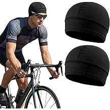 Nogeqi 2 Pcs Cooling Skull Caps for Men Women, Breathable Mesh Hard Hat Liner, Lightweight Quick Dry Helmet Liner Cycling Beanies, Black