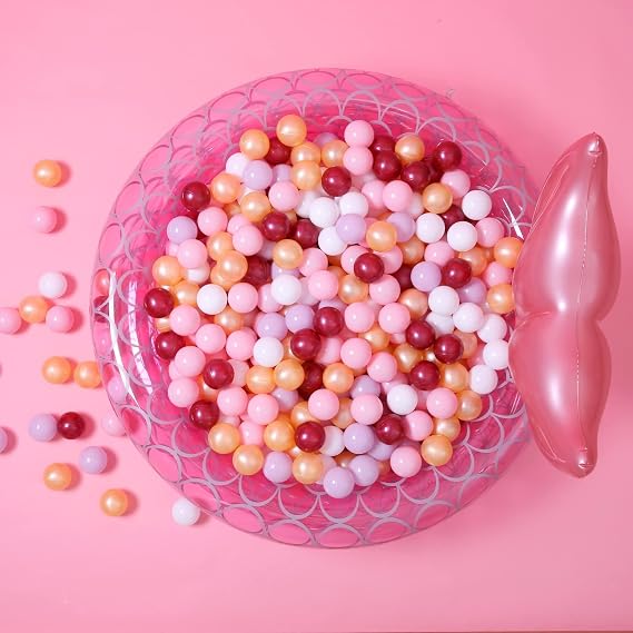 GOGOSO Ball Pit Balls for Toddler, Baby Plastic Playballs Kids Soft Pastel Pelotas Non-Toxic BPA-Free,Pink+Gold+White+red+Purple,100 Balls