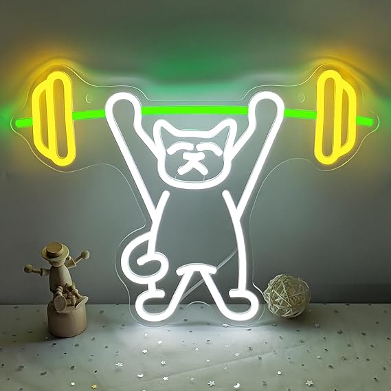Gamer Neon Sign, Gamepad Shaped LED Sign for Game Room Decor, Dimmable USB Powered Gaming Lights for Teen Boy Room Gaming Wall Decor, Best Gamer Gifts for Boys, Kids, Blue (Cat Do Gym)