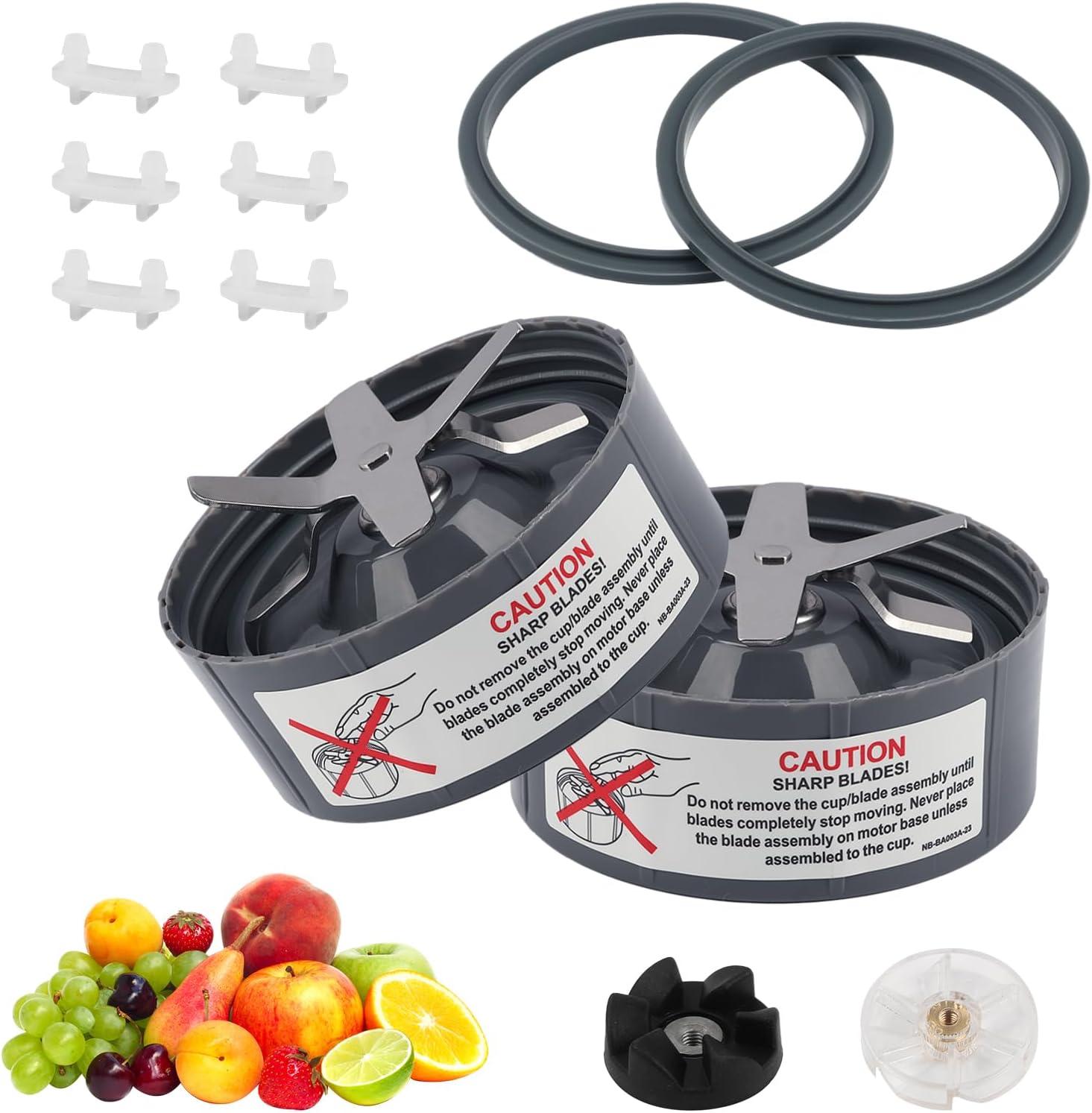 2 Pack Blender Replacement Blade Compatible with NutriBullet Replacement Parts, Stainless Steel Blender Blade Replacement Fits Nutribullet 600W Pro 900W, including Gasket Shock Pad and Gear