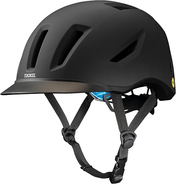 Troxel Terrain MIPS Cooling Horse Riding Helmet, Low-Profile, Micro-Adjustable Design, Horseback Riding Gear, Large (7-3/8-7-3/4), Black Duratec