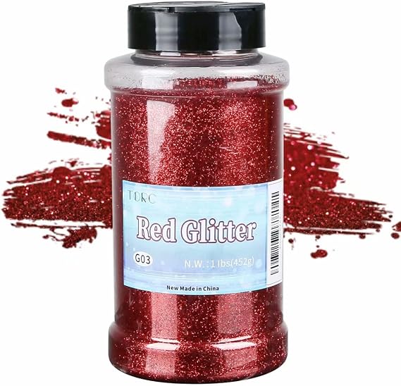 TORC Red Fine Glitter 1 Pound 16 OZ Glitter Powder for Tumblers Resin Crafts Slime Cosmetic Nail Painting Festival Decoration