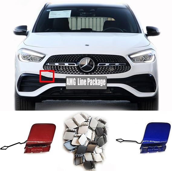 Front Tow Cover Fit 20-23 Mercedes Benz GLA Class W247 X247 AMG Line for GLA180 GLA200 GLA220 GLA250 GLA35 GLA45 SUV 2020 2021 2022 2023 Bumper Hook Eye Cap