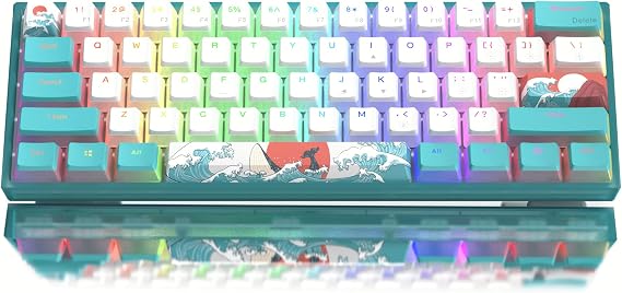 Womier 60% Keyboard WK61 V2 Mechanical RGB Wired Gaming Keyboard Hot Swappable Creamy Keyboard with PBT Keycap Linear Red Switch for Windows/Mac Blue