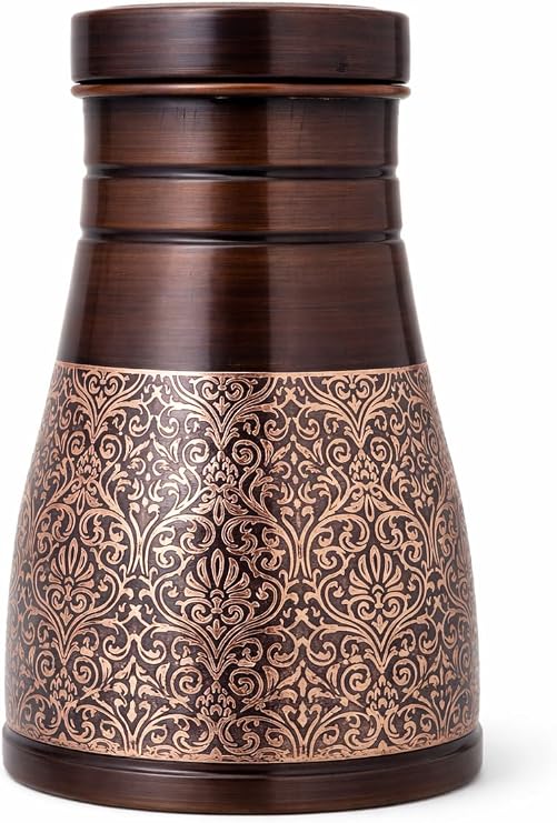 2activelife-Pure Copper Bedside Carafe with Lid 1.4L (47.3 oz) Capacity Handcrafted Ayurvedic Water Flask for Daily Hydration & Health Benefits