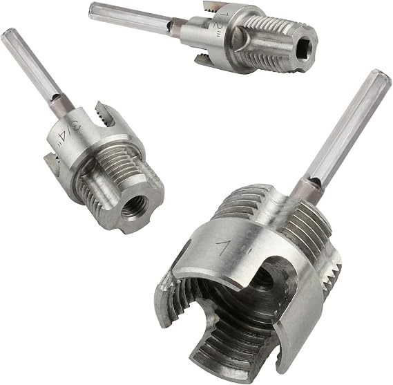 1/2" & 3/4"& 1" Integrated Internal & External Pipe Threading Tool, Dual-Function Pipe Threading Tool for PVC/Plastic Pipes, Electric Drill Compatible Pipe Threader Kit (Big)