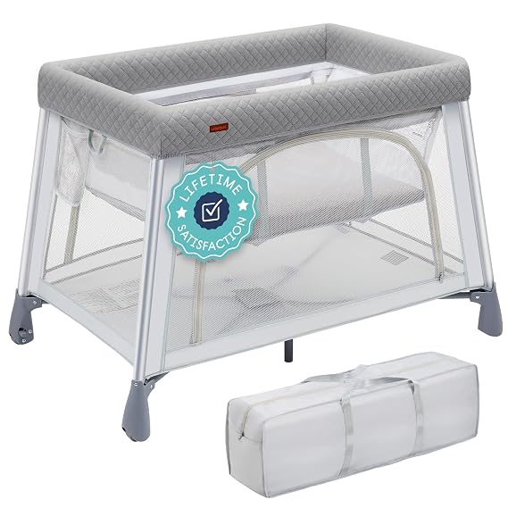 Travel Crib Portable Pack and Play with Bassinet