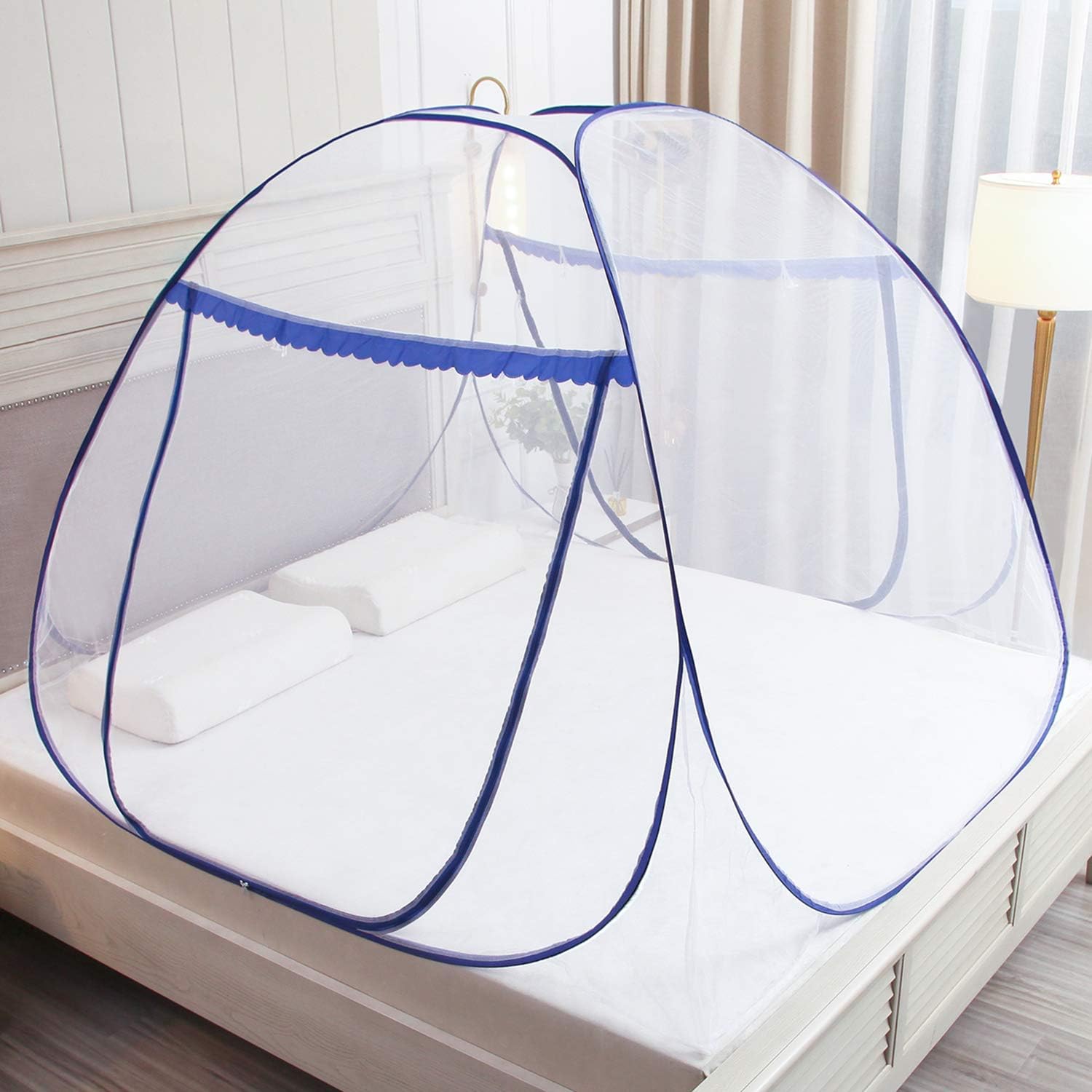 Pop-up Mosquito net Double Bed,L75xW47xH55in, Double Door Zip Portable Tent Travel Mosquito net Free-Standing use one Compartment to Install Suitable for Bedroom no Hooks no Chemicals.L190W120H140CM