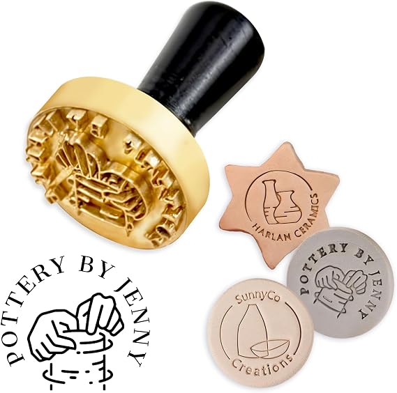 HJX Custom Pottery Stamp for Clay, Solid Brass Personalized Logo