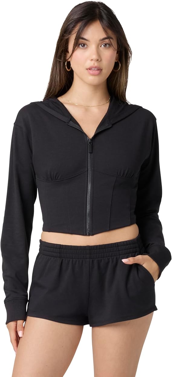 florence by mills Women's Fbm Playbook Collection Sporty Terry Corset Hoodie