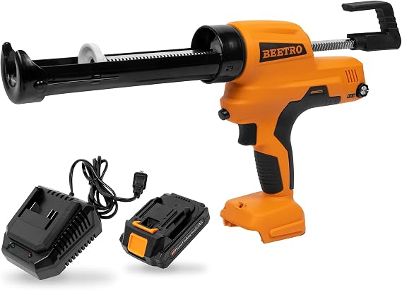 BEETRO Cordless Caulking Gun No Drip, 20V Electric Caulk and Adhesive Gun Kit 10oz/300ml with Rapid Charger and 2.5Ah Li-Battery, Cartridge Gun with Rotatable Carriage