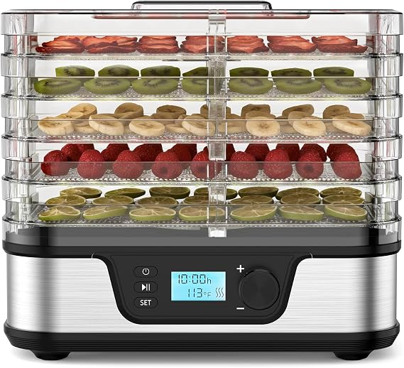 Electactic 5-Tray Food Dehydrator with 72H Timer, Adjustable Temperature