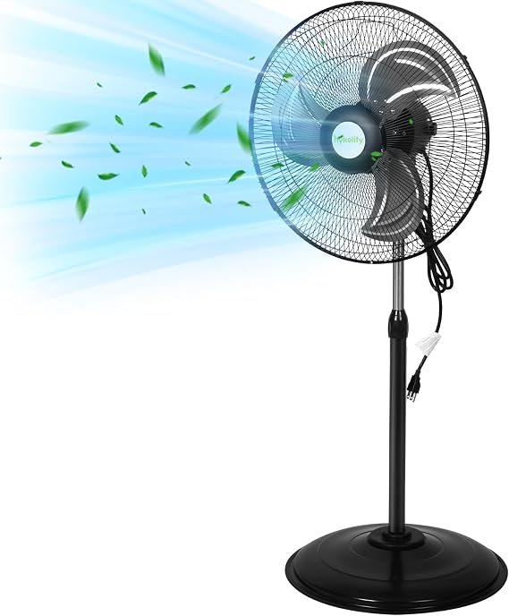 hykolity 18" 3850 CFM High Velocity Pedestal Oscillating Fan, 3-Speed Heavy Duty Industrial Metal Standing Fan with Aluminum Blades for Garage, Warehouse, Commercial and Residential