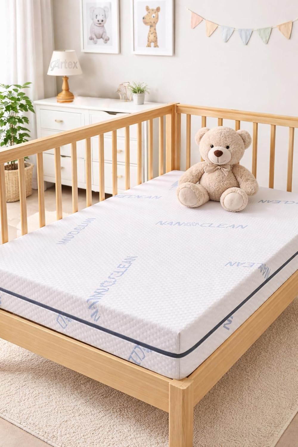 ARTEX 10Cm Süngerli Bebek Çocuk Beşik Yatağı Nano 60x120 Yıkanabilir Kılıflı Park Yatak Oyun Parkı