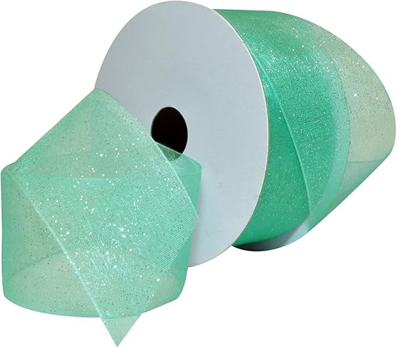 Morex Ribbon Sugar Sheer Organdy Ribbon, 1-1/2-Inch by 25-Yard, Aqua (95009/25-042)