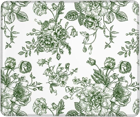 7 Olive Green Mouse Pad,Floral Mouse pad,Vintage Mouse pad,8.3 * 10.3 Inches