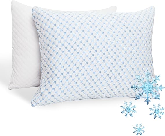 XWZO Cooling Pillow 2 Pack King Size Pillows Set of 2, Shredded Memory Foam Pillows Adjustable Gel Bed Pillows for Side Back Stomach Sleepers with Washable Removable Cover