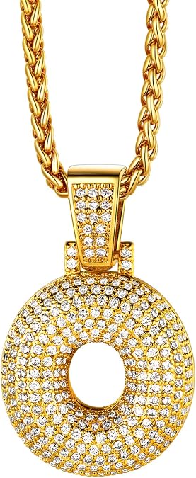 Richsteel Bubble Gold Initial Letter Pendant Necklace for Men