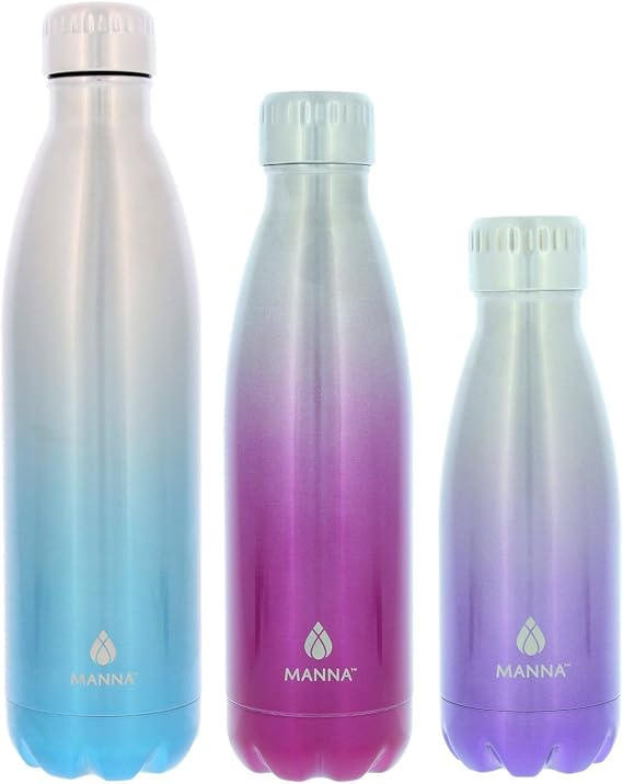 Manna Metallic Insulated Vogue Bottles, Teal/Pink/Purple, Set of 3