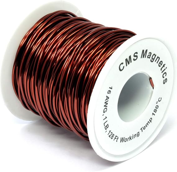 CMS MAGNETICS 18 AWG, 1-Pound Spool, 207 Feet Long Enameled Copper Magnet Wire for Science, Speaker Coil, Transformer, Inductor, DIY Project - 356F Working Temp, 3.2A Rated Current