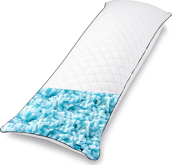 Body Pillow for Adults, Full BodyPilllow for sleeping, Long Round Cervical Pillow, Bolster Pillow, Side Sleeper BodyPillow with Cover (WHITE-MEMORY FOAM, 137 x 50 CM)