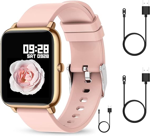 KALINCO Smart Watch, Fitness Tracker with Heart Rate Monitor, Blood Pressure, Blood Oxygen Tracking, 1.4 Inch Touch Screen Smartwatch with 3 Cables Compatible with Android iPhone iOS