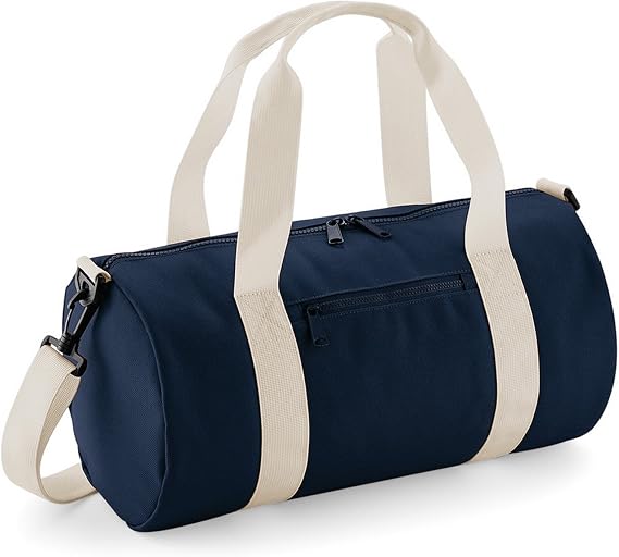 BagBase Mini Barrel Shoulder Bag (One Size) (French Navy/Off White)