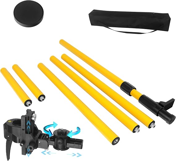 laser level rod, 11.82 feet/3.6M telescopic rod , with 5/8 and 1/4 interface screws (6.25 inches/23.6 inches) threads, for rotating and linear lasers,Woodworking tools