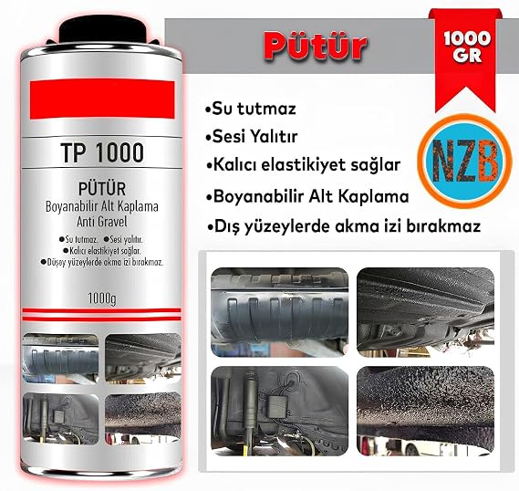 Pütür 1 Kg Araç Araba Çamurluk Taş Darbe Koruma Su Tutmaz Ses Yalıtımlı Boyanabilir Kaplama 1000 Gr