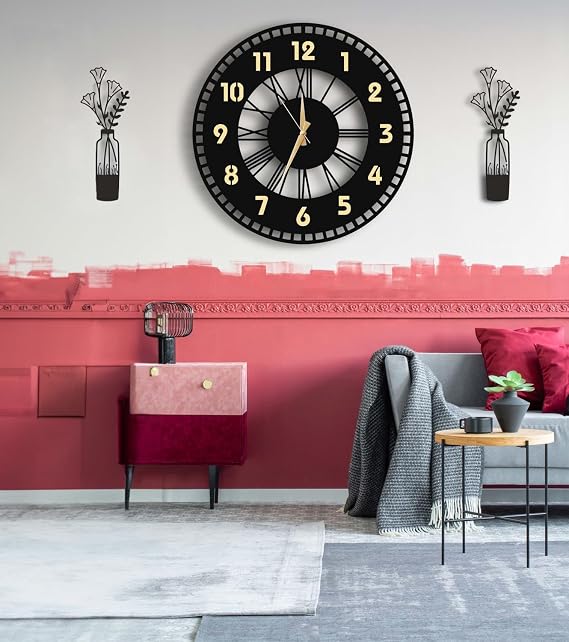 aswood MODERN TABLO SETLİ AHŞAP VIP DEKORATİF DUVAR SAATİ