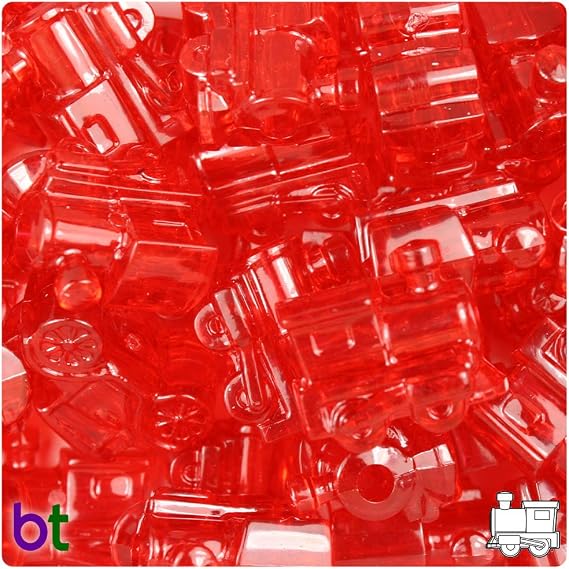 BeadTin Ruby Transparent 22mm Train Pony Beads (24pcs)