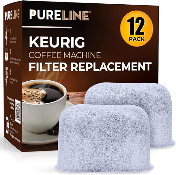 Keurig Filter Replacement by Pureline, 12 Pack Charcoal Water Filter