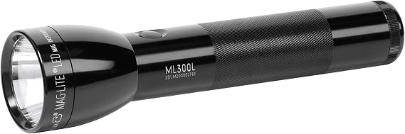 MagLite Battery-Powered LED Flashlight ML300L 2-Cell D Flashlight with Adjustable Focus, Precise Beam, Long Battery Life, Water-Resistant for Emergency, Outdoor, and Camping