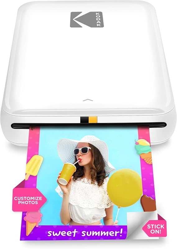 KODAK Step Instant Smartphone Photo Printer, Portable Mini Color Wireless Mobile Printer, Zink 2x3 (5.1x7.5 cm) Sticky-Back Photos, Bluetooth Compatible with iOS & Android Devices, Editing App, White