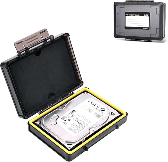 JJC 3.5 Inch External Hard Drive Case, HDD SSD Storage Box Carrying Case | Water-Resistant PC Exterior with Snap Closure, Interior EVA Cushion Reduces Shock, Stackable Design for Saving Space