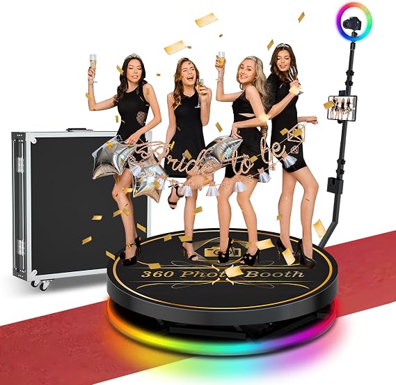360 Photo Booth Machine for 31.6"/1-4 People with APP Remote Control, Flight Case and Free Customize Logo, Automatic Slow Motion Rotating 360 Photo Booth for Party Event Christmas