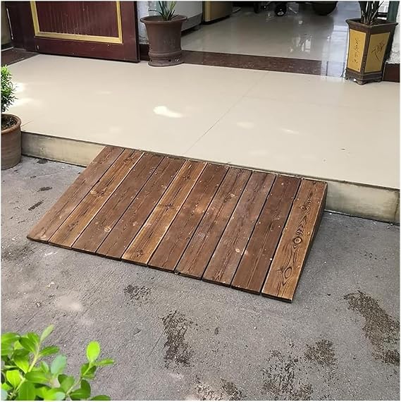 GUENZO Threshold Ramp, Auxiliary Wood Threshold Ramps for Doorways, 4 5 6 7 8 10 Inch Rise Wheelchair Transition Ramp for Home/Front Door/Yard/Patio, Non Slip(90x80x25cm/35.4x31.5x10in)