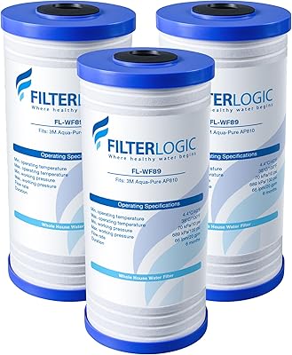 Filterlogic AP810 Whole House Water Filter, Replacement for 3M Aqua-Pure AP810, AP801, AP811, Whirlpool WHKF-GD25BB, WHKF-DWHBB, 5 Micron, 10 x 4.5, Well & Tap Water Filter, Pack of 3