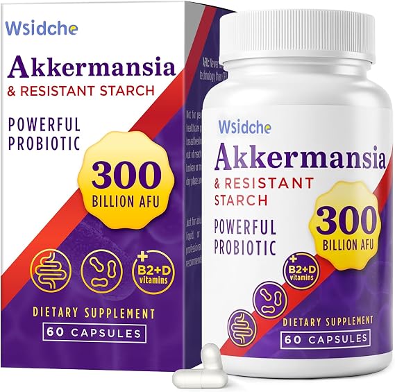 300 Billion AFU Akkermansia Muciniphila Probiotics for Women Men, 60 Caps | Akkermansia Probiotic for Digestive, Gut, Immunity, Enhances* Gut Lining Function, Intestinal Walls, 6-in-1 Akka Superbiotics