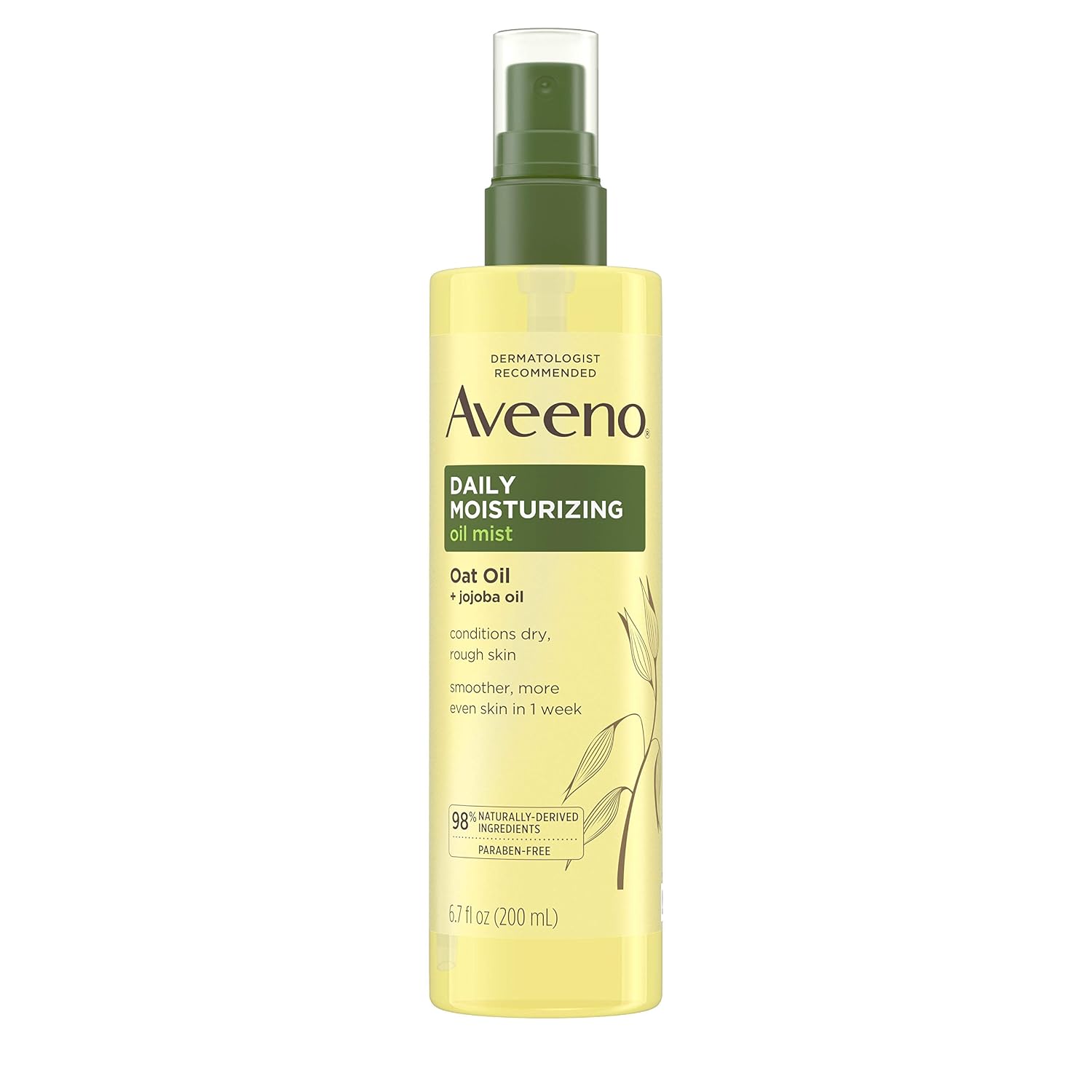Aveeno Daily Moisturizing Dry Body Oil Mist with Oat and Jojoba Oil for Dry, Rough Sensitive Skin, Nourishing &amp;amp; Hypoallergenic Body Spray, Paraben-, Silicone- &amp;amp; Phthalate-Free, 6.7 fl. oz Pack of 5
