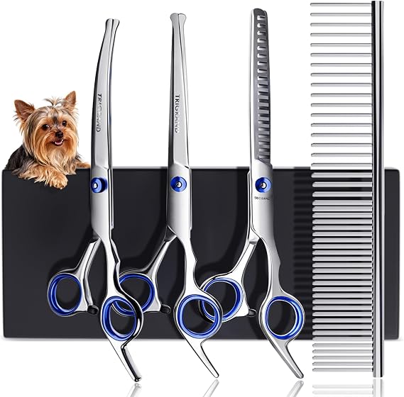 Dog Grooming Scissors,Safe Rounded Tips Dog Scissors for Trimming Face,Paws