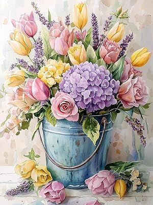 Stamped Cross Stitch Kits for Adults Beginner,Flower Counted Cross Stitch Kits Printed Stitching Cute Patterns Dimensions Needlepoint Art Crafts Embroidery Kits for Adults Beginners 15.7x11.8 inch