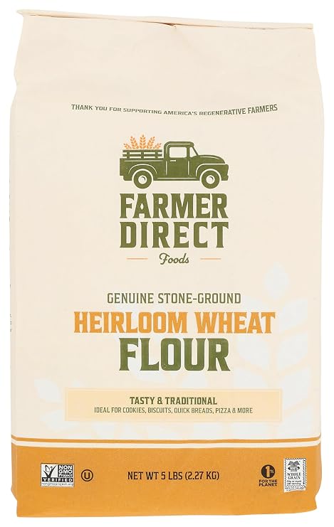 Heirloom Wheat Flour | Farmer Direct Foods | Regenerative Bread Flour | 5 LBS | Easily Digestible | Non-GMO | Made in USA | Pantry Staple | Unbleached