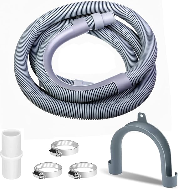 2m Universal Drain Hose Extension Kit with Connector and Clamps, Replacement Extendable Drain Pipe for Washing Machine, Thickened Washer Drain Hose for Dishwashers, Washing Machines