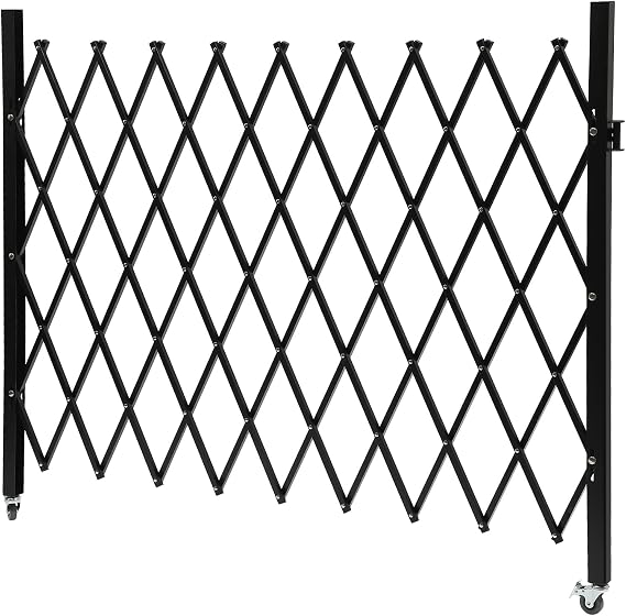 Single Folding Security Gate with 2 Wheels, Flexible Expanding Metal Barricade Gate (4.27' H x 36.6" W)