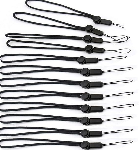 YOUOWO Wrist Black Lanyard Adjustable Length,Small Strap 12 Pcs Short Lanyards,For Keys Phone Cases Keychain USB