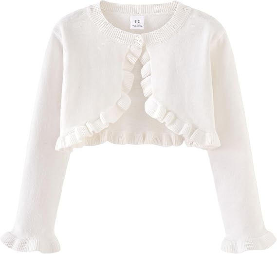 NewL Girls Kids Bolero Cardigan Sweater Cute Ruffle Design