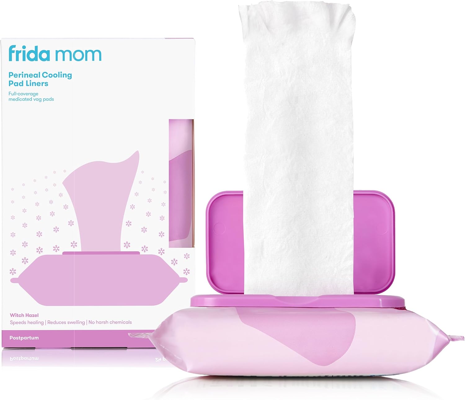 Frida Mom Witch Hazel Perineal Cooling Pad Liners for Postpartum Care, Hospital Bag Essentials for Pain Relief After Birth, Full-Length Medicated Cooling Pad Liners 24ct